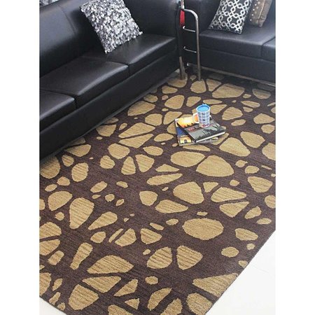 GLITZY RUGS 8 x 10 ft. Hand Tufted Wool Contemporary Area Rug, Brown & Beige UBSK00927T0401A15